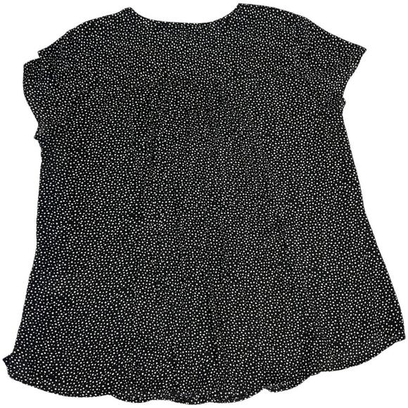 Banana Republic Factory Top Black White Dot Prink Pintuck Short Sleeve Women's M - Picture 2 of 10
